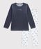 Pyjama  en coton weiss/blau/vielfarbig
