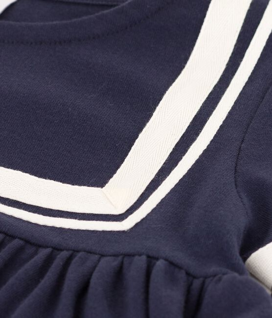 Kurzärmeliges Kleid aus Bio-Baumwolle für Mädchen blau SMOKING