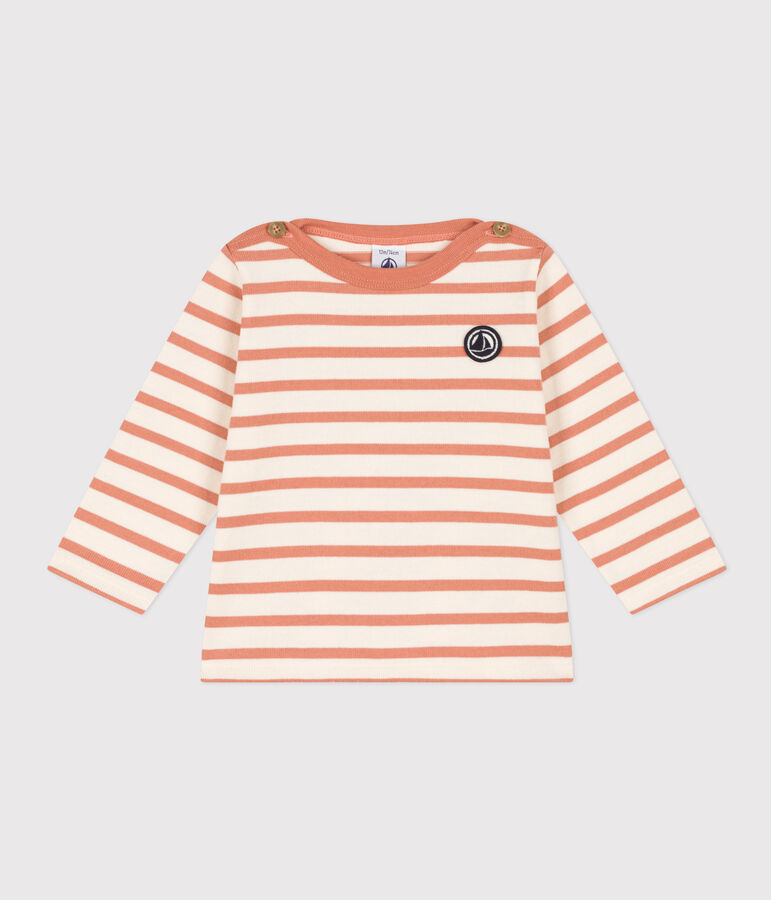 Baby-Streifenshirt aus dickem Jersey naturfarben/rosa