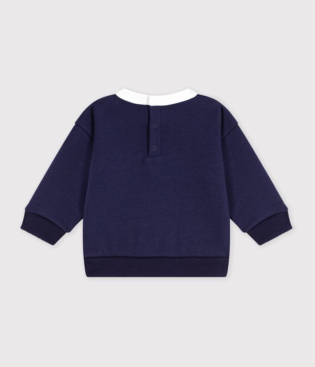 Baby-Sweatshirt aus Baumwolle im Colorblock blau/naturfarben