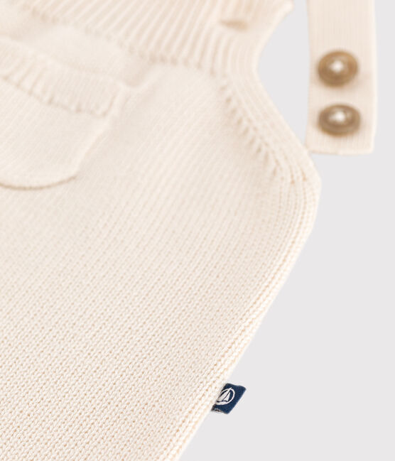 Baby-Latzhose aus Woll- und Baumwollstrick naturfarben AVALANCHE