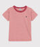Gestreiftes Kinder-T-Shirt aus Baumwolle für Jungen rosa PAPI/beige AVALANCHE