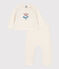 Baby-Set aus Woll- und Baumwoll-Strick weiss MARSHMALLOW