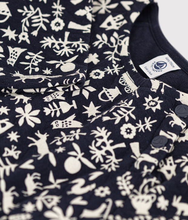 Lang&auml;rmeliges Kleid mit Printmotiv f&uuml;r M&auml;dchen blau/naturfarben