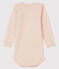 Langärmliger Baby-Body mit Streifen aus Wolle und Baumwolle rosa CHARME/weiss MARSHMALLOW