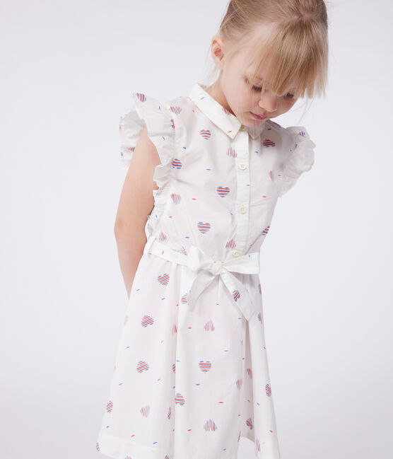 Ärmelloses Kinder-Kleid aus Baumwolle mit Herz-Motiv weiss AVALANCHE/ MULTICO