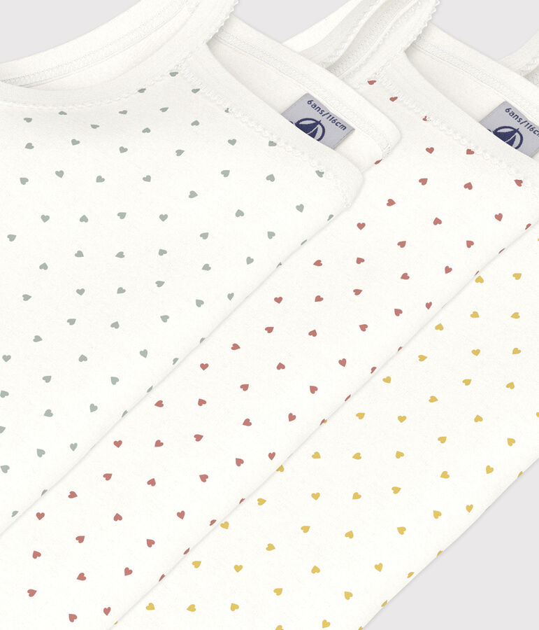 3er-Set Tr&auml;gerhemden aus Baumwolle mit Herzchen f&uuml;r kleine M&auml;dchen vielfarbig