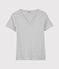 Klassisches Damen-T-Shirt aus Baumwolle mit V-Ausschnitt grau BELUGA CHINE