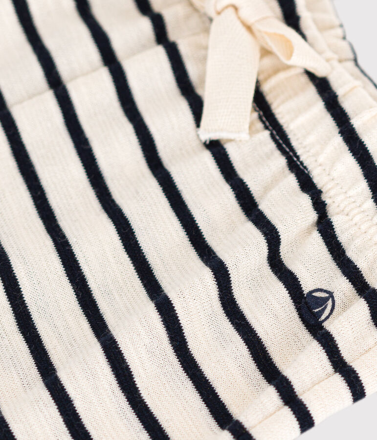 Baby-Shorts aus einfarbigem geflammtem Jersey weiss AVALANCHE/blau SMOKING