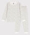 Kinderpyjama aus Doppeljersey für Mädchen weiss MARSHMALLOW/weiss MULTICO