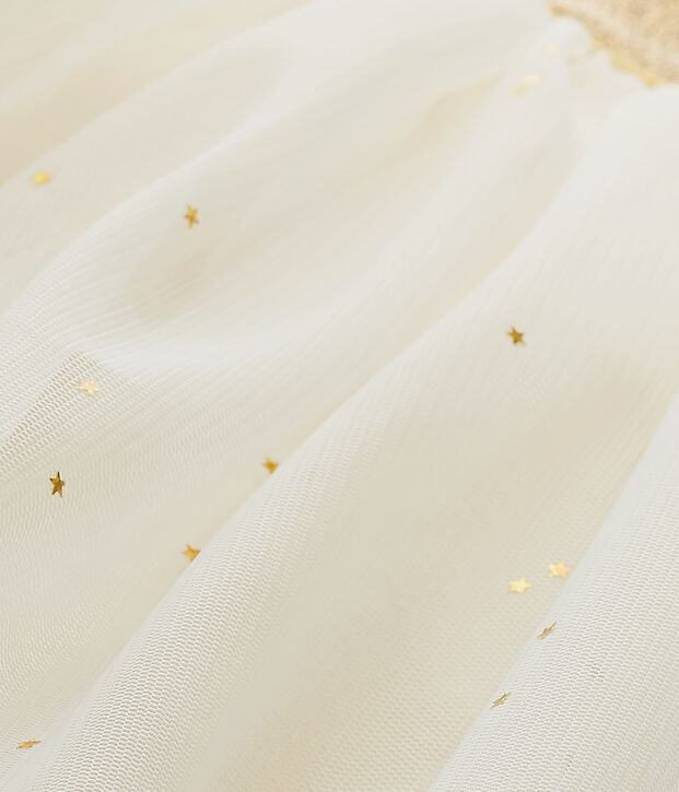 M&auml;dchen-T&uuml;llrock mit Sternenmuster weiss/gelb