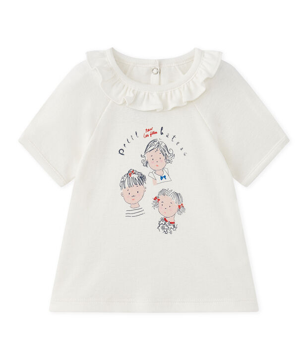 Baby-M&auml;dchen-Kurzarmshirt weiss/blau