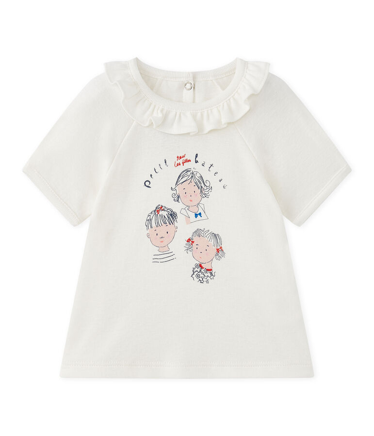 Baby-M&auml;dchen-Kurzarmshirt weiss/blau