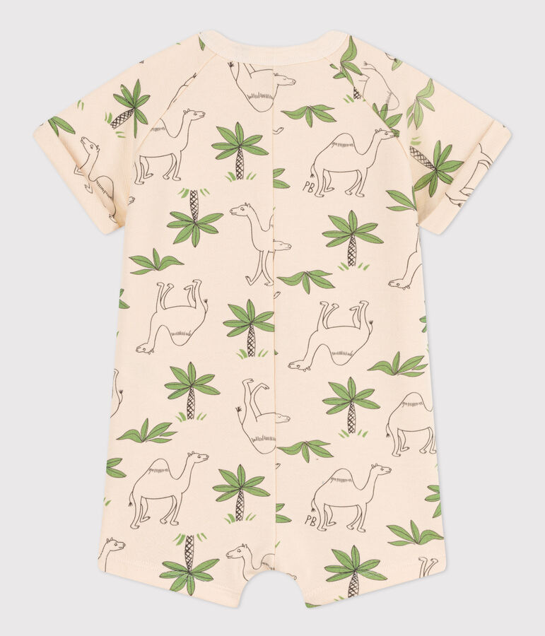 Baby-Kurzoverall aus bedrucktem Molton naturfarben/vielfarbig