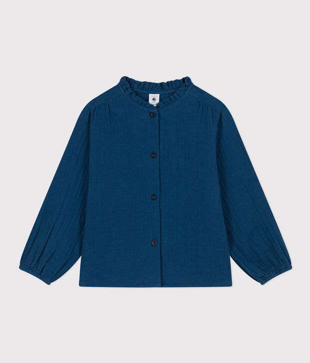 Kinder-Bluse aus Musselin-Stoff f&uuml;r M&auml;dchen blau