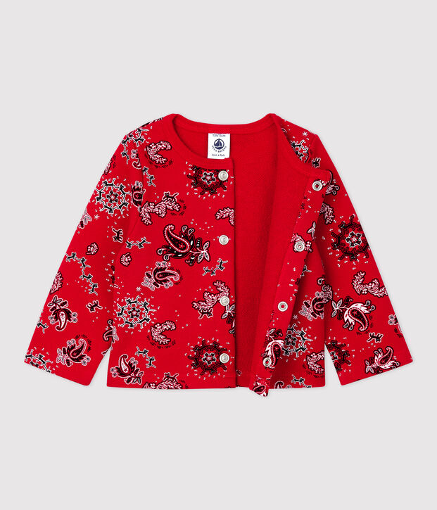 Baby-Cardigan aus Molton mit Bandana-Aufdruck rot/vielfarbig