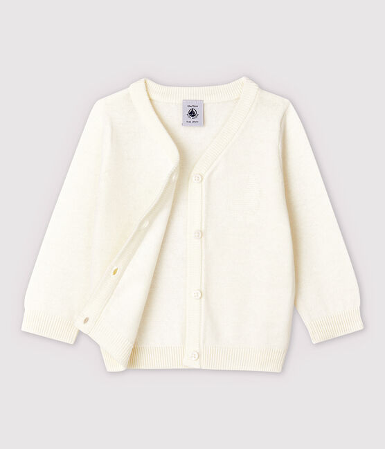 Baby-Cardigan aus Baumwolljersey-Strick mit Leinenanteil Jungen weiss MARSHMALLOW