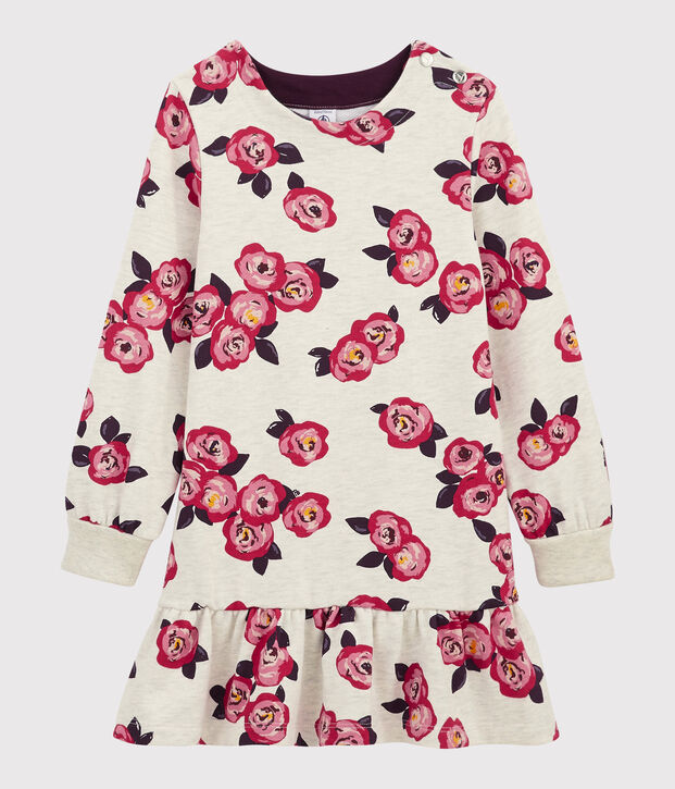 Lang&auml;rmeliges Kinderkleid f&uuml;r M&auml;dchen beige/vielfarbig