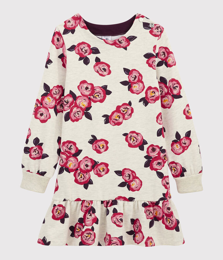 Lang&auml;rmeliges Kinderkleid f&uuml;r M&auml;dchen beige/vielfarbig