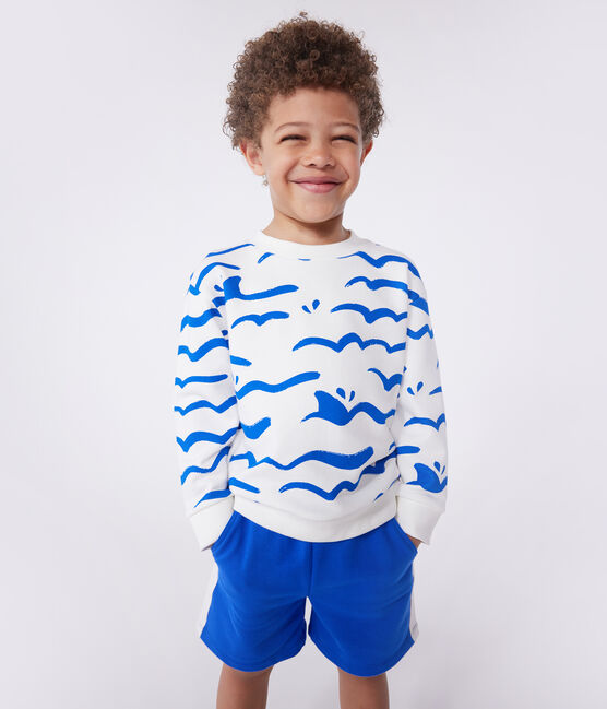 Kinder-Sweatshirt aus bedruckter Baumwolle weiss MARSHMALLOW/weiss MULTICO