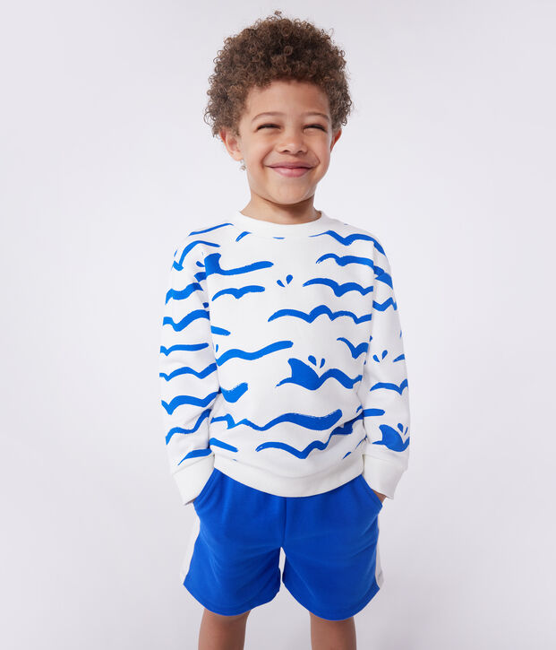 Kinder-Sweatshirt aus bedruckter Baumwolle weiss/vielfarbig