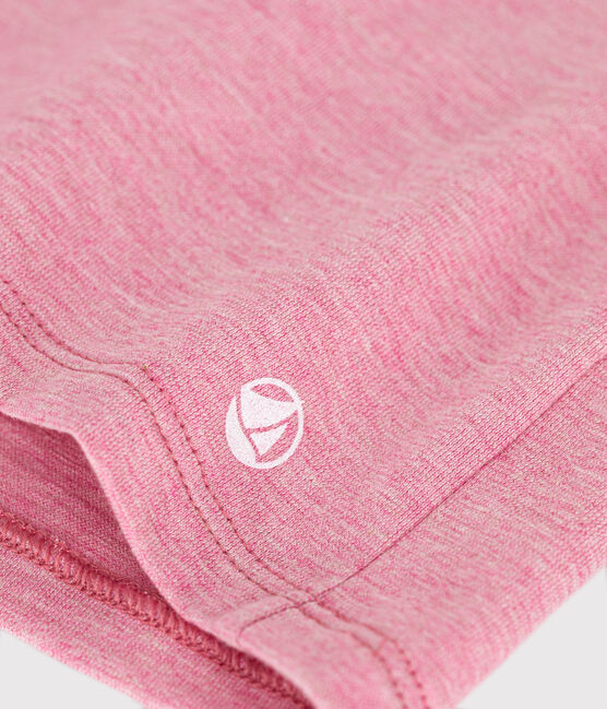 Langärmeliges Kinder-T-Shirt aus Rippstrick für Mädchen rosa ROSELINE CHINE
