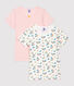 2er-Set kurzärmelige T-Shirts aus Bio-Baumwolle mit Blumenmuster für Mädchen