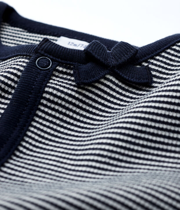 Milleraies-Baby-Cardigan aus 2x2-Rippstrick f&uuml;r M&auml;dchen. blau/weiss