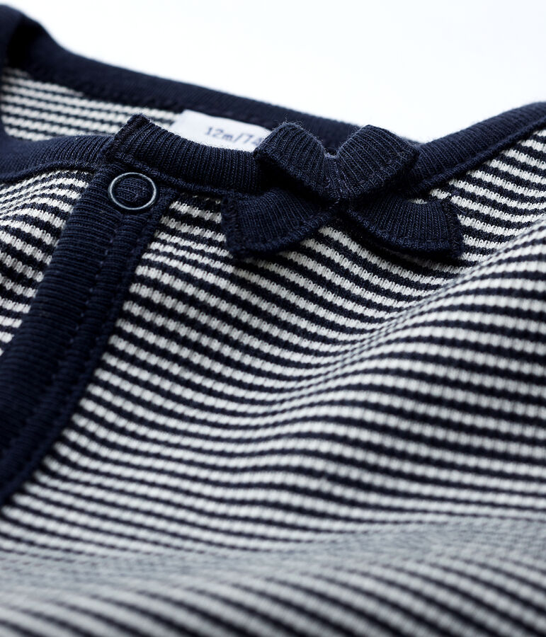 Milleraies-Baby-Cardigan aus 2x2-Rippstrick f&uuml;r M&auml;dchen. blau/weiss