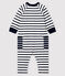 Baby-Langoverall aus Jersey Mädchen/Jungen weiss MARSHMALLOW/blau SMOKING