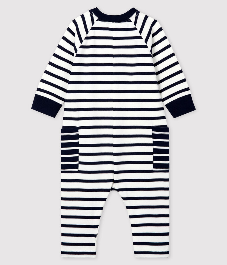 Baby-Langoverall aus Jersey M&auml;dchen/Jungen weiss/blau