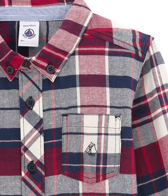 Kariertes Jungen Hemd aus Twill blau SMOKING/rot TERKUIT/ OGRE