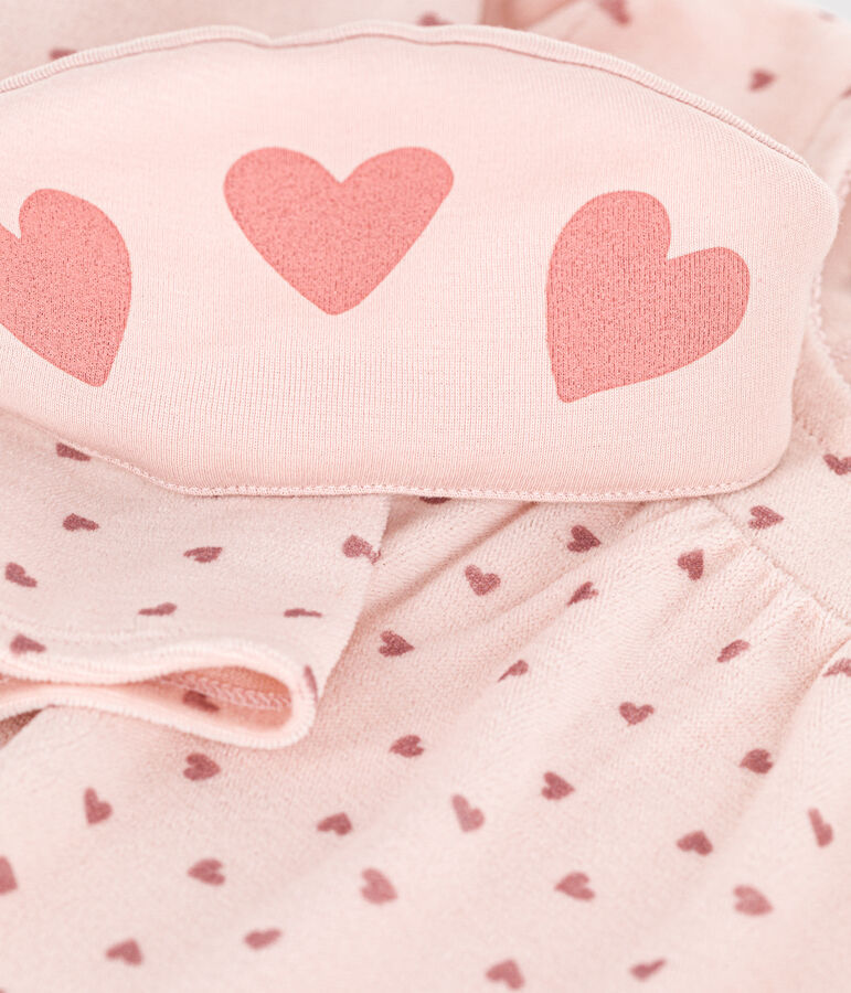 Kinder-Nachthemd und Stirnband aus Nicki mit Herzmotiv rosa SALINE/ ROSEWOOD