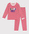 Kinder-Pyjama aus Nicki mit Streifen rot AURORA/ MARSHMALLOW
