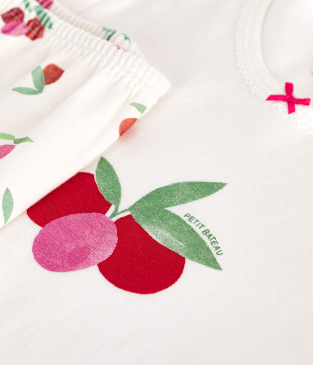 Kinder-Kurzpyjama aus Baumwolle mit Frucht-Motiv weiss/vielfarbig