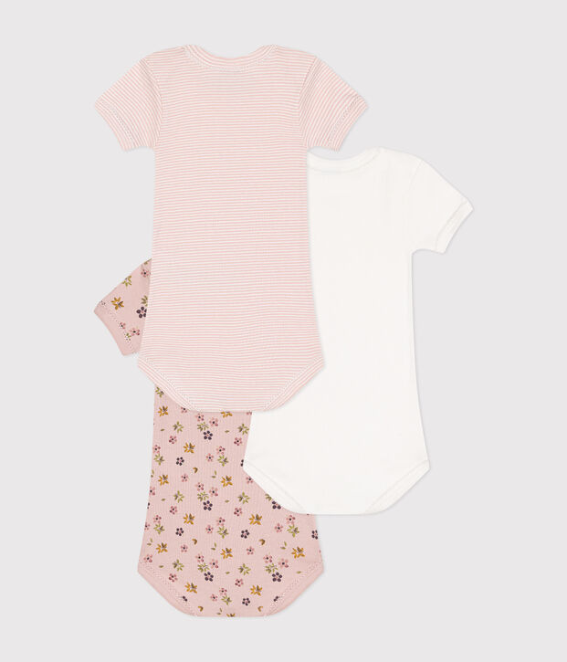 3er-Set kurz&auml;rmelige Bodys aus Baumwolle mit Blumenmotiv f&uuml;r Babys vielfarbig