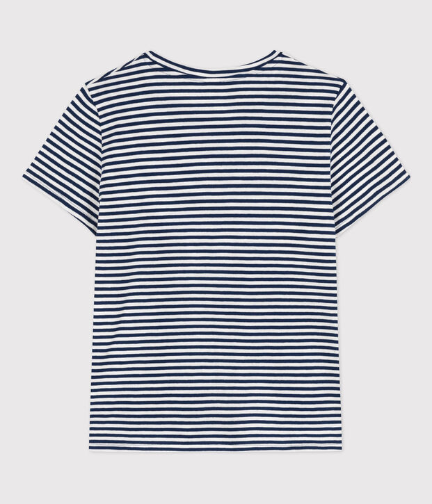 T-Shirt LE DROIT aus Baumwolle mit Rundhalsausschnitt blau/weiss