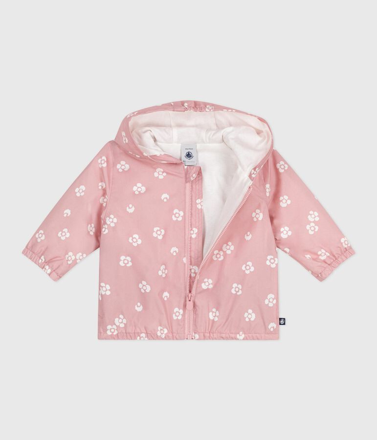 Baby-Windjacke mit Blumenmuster rosa/weiss
