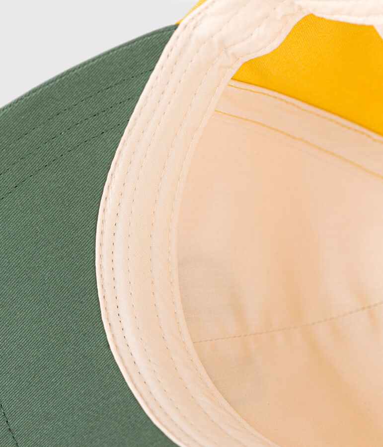 Kinder-Schirmm&uuml;tze aus Baumwolle naturfarben/gr&uuml;n