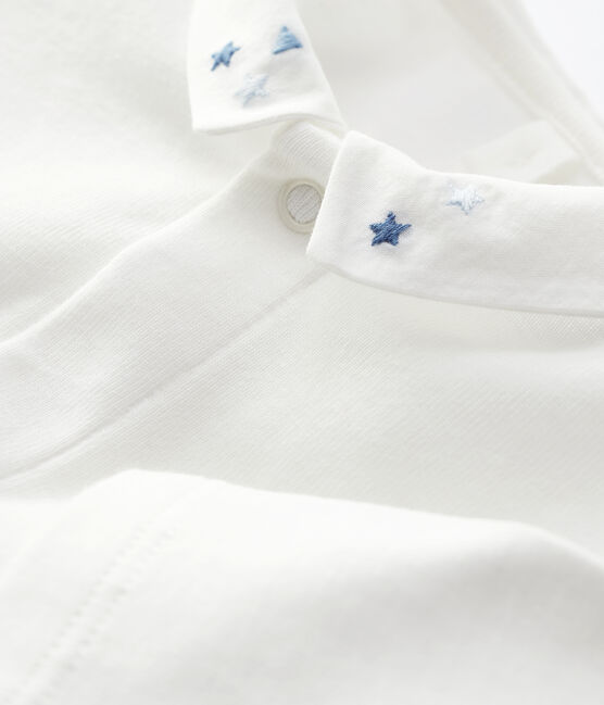 Baby-Body aus Bio-Baumwolle mit Kragen für Jungen weiss MARSHMALLOW