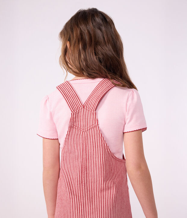Kurz&auml;rmeliges Kinder-T-Shirt mit Streifen rosa/weiss