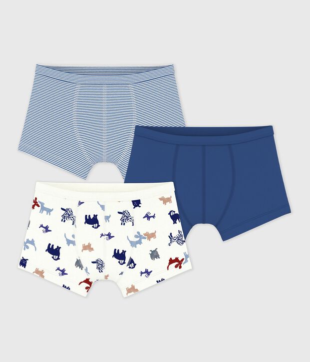 Set Kinder-Boxershorts aus Baumwolle mit &uuml;berzogenem Bund und Hundemotiv vielfarbig