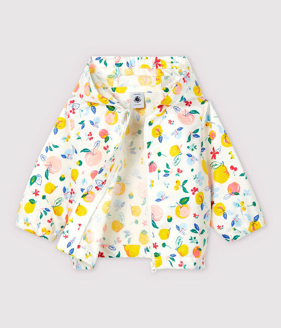 Baby-Windjacke aus beschichtetem Strick für Jungen weiss MARSHMALLOW/weiss MULTICO