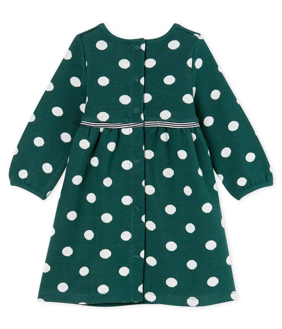 Langärmeliges gepunktetes Babykleid für Mädchen grün SOUSBOIS/weiss MARSHMALLOW CN