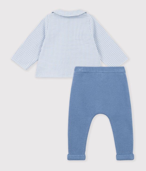 Baby-Set aus Baumwolle mit Bruststickerei und Vichy-Muster vielfarbig