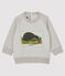 Baby-Sweatshirt Petit Bateau & Deyrolle für Jungen weiss MARSHMALLOW/ MONTELIMAR