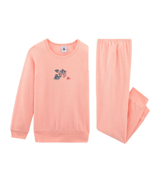 Pyjama aus aufgerautem Frottee f&uuml;r kleine M&auml;dchen rosa