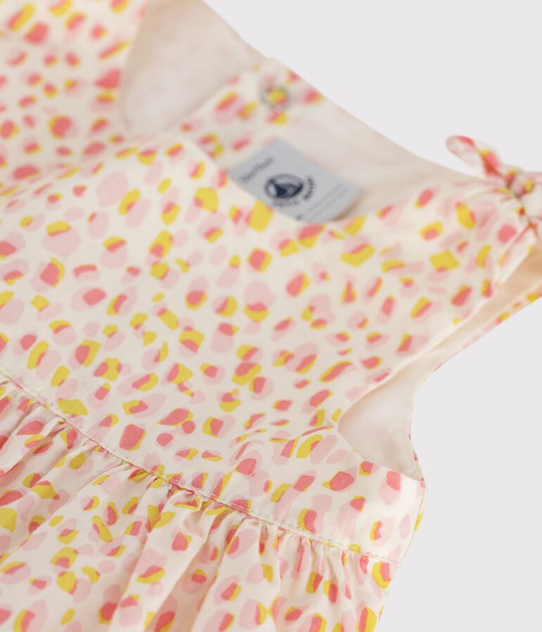 &Auml;rmelloses Baby-Kleid aus gemusterter Baumwolle weiss/vielfarbig