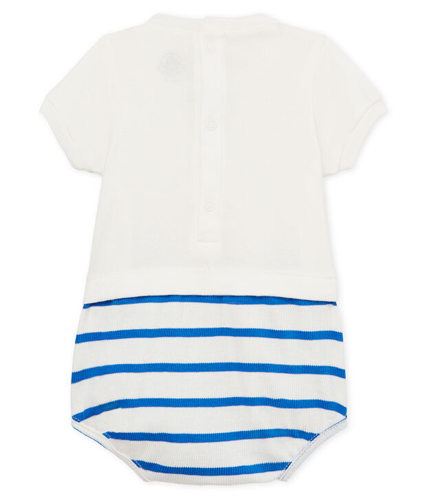 Baby-kurzoverall jungen weiss/blau