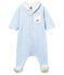 Baby-bodyjama jungen aus samt mit ringelstreifen blau FRAICHEUR/weiss ECUME